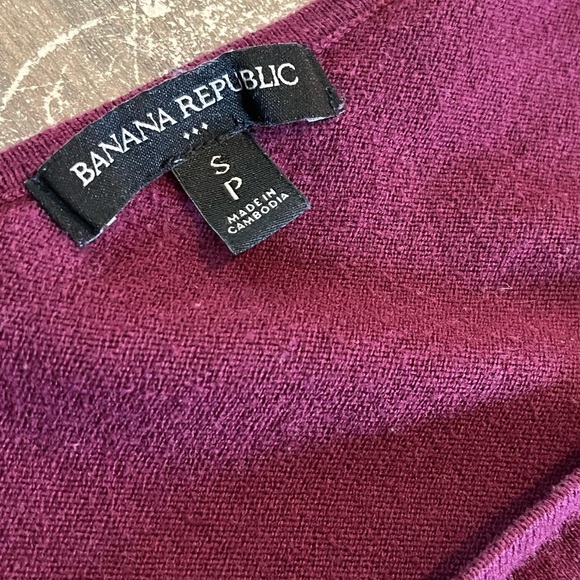 Banana Republic Long Puff Sleeve Burgundy Square Neck Crop Sweater Small - Picture 6 of 9